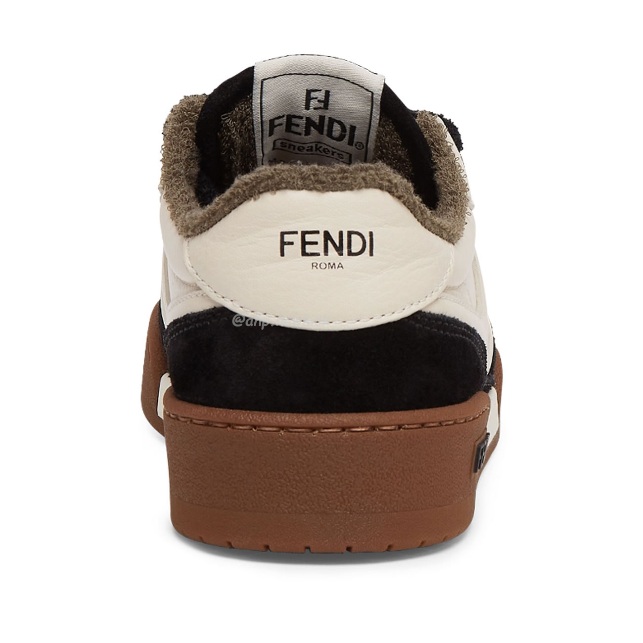 Fendi Match Cream Black White Suede And Leather Low Top Sneakers (17) - newkick.org